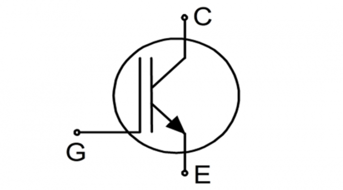 Пиктограмма транзистор кола где Г - затварача, Ц-колектор, е - емитер.