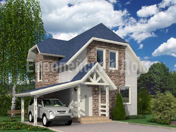 Испред куће са плавим кровом. Фото извор: дом-бт.цом